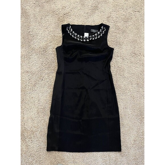 Dressbarn Dress Barn Rhinestone Neckline Embellished Bib Black Dress Size 4 NWT - Picture 6 of 11